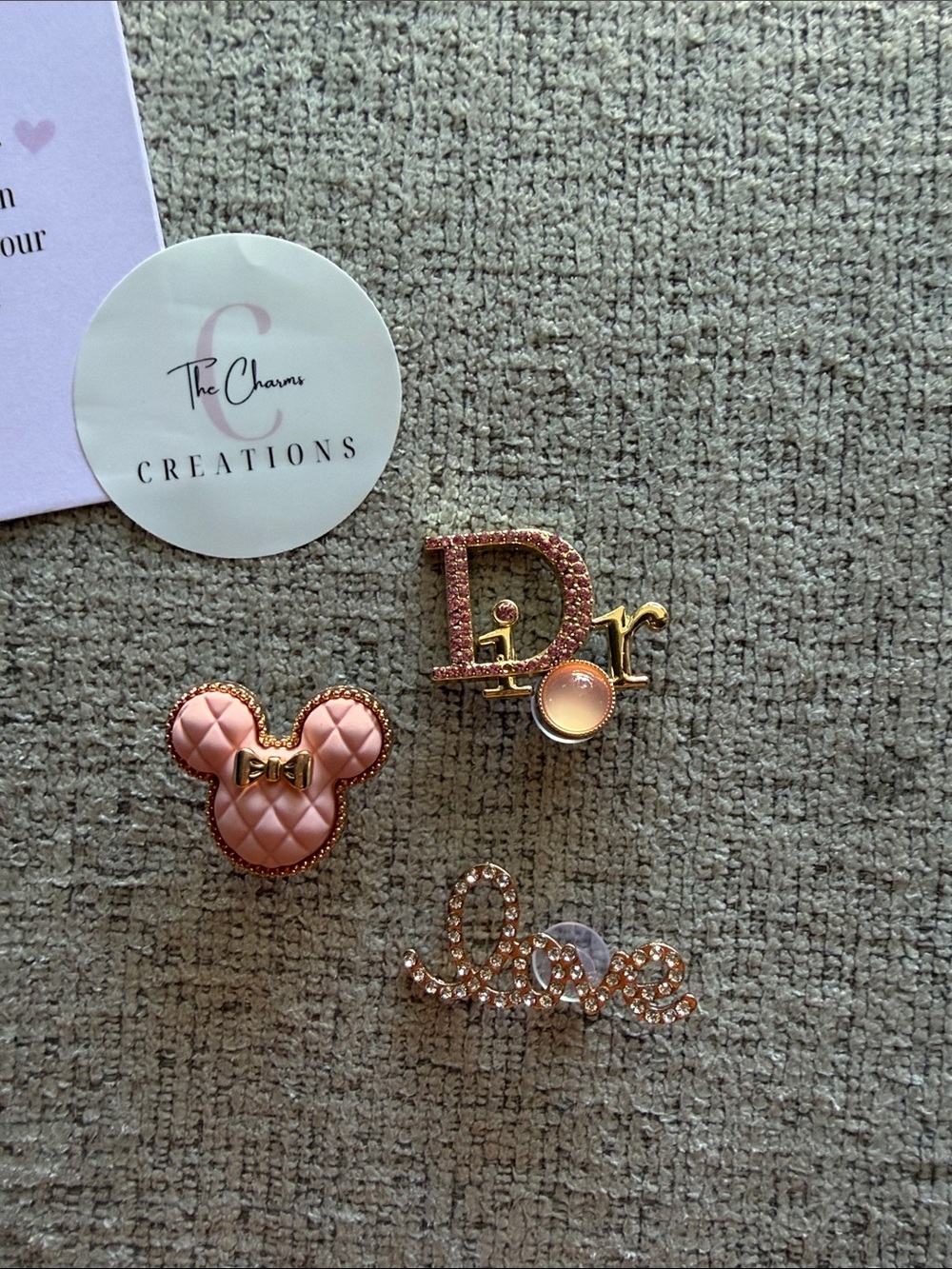 Minnie Mouse & 'Dior' Crystal & Love Croc Charms